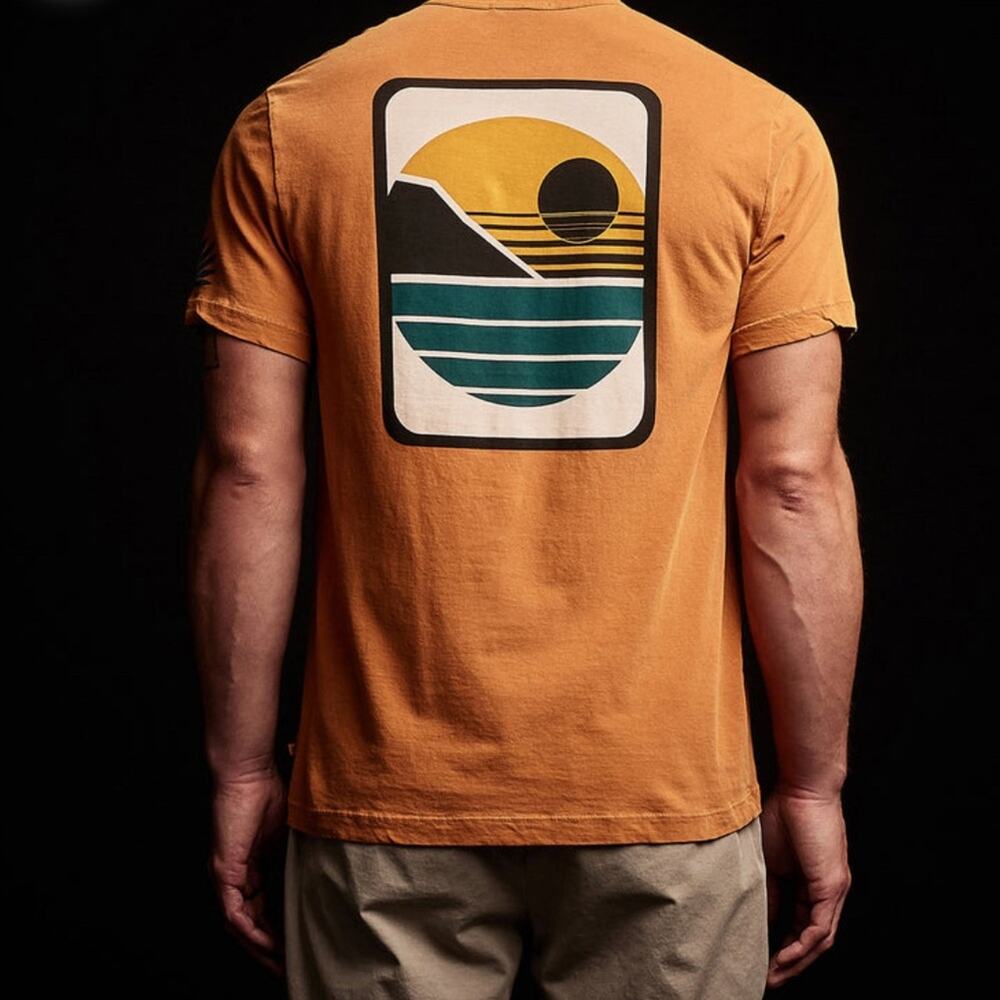 JAMES PERSE LA Men's Malibu Shoreline Graphic Short Sleeve Crew Neck T-Shirt